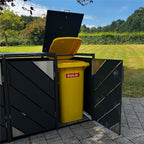 Metzler Mülltonnenbox mit Edelstahl Akzenten | 4er | 240l | Anthrazit | mit Sichtstreifen | rostfrei & massiv