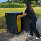 Metzler Mülltonnenbox mit Edelstahl Akzenten | 1er | 240l | Anthrazit | mit Sichtstreifen | rostfrei & massiv
