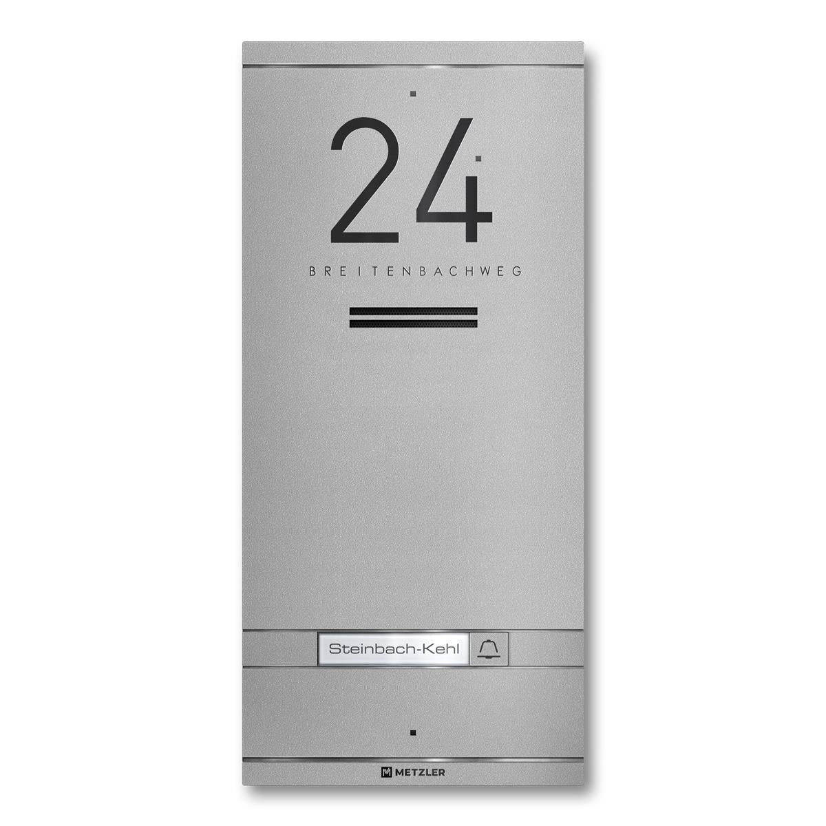 Metzler ADM10 Audio-Türsprechanlage | 1 Klingeltaster | Mit austauschbarem Namensschild | Kai