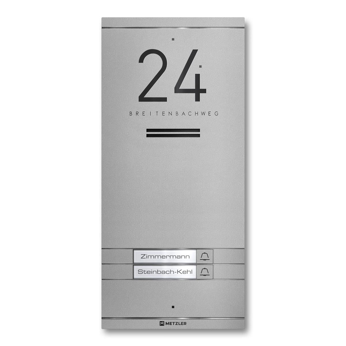 Metzler ADM10 Audio-Türsprechanlage | 2 Klingeltaster | Mit austauschbarem Namensschild | Kai