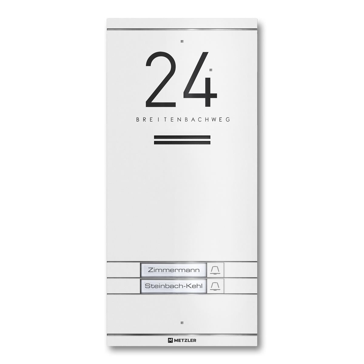 Metzler ADM10 Audio-Türsprechanlage | 2 Klingeltaster | Mit austauschbarem Namensschild | Kai
