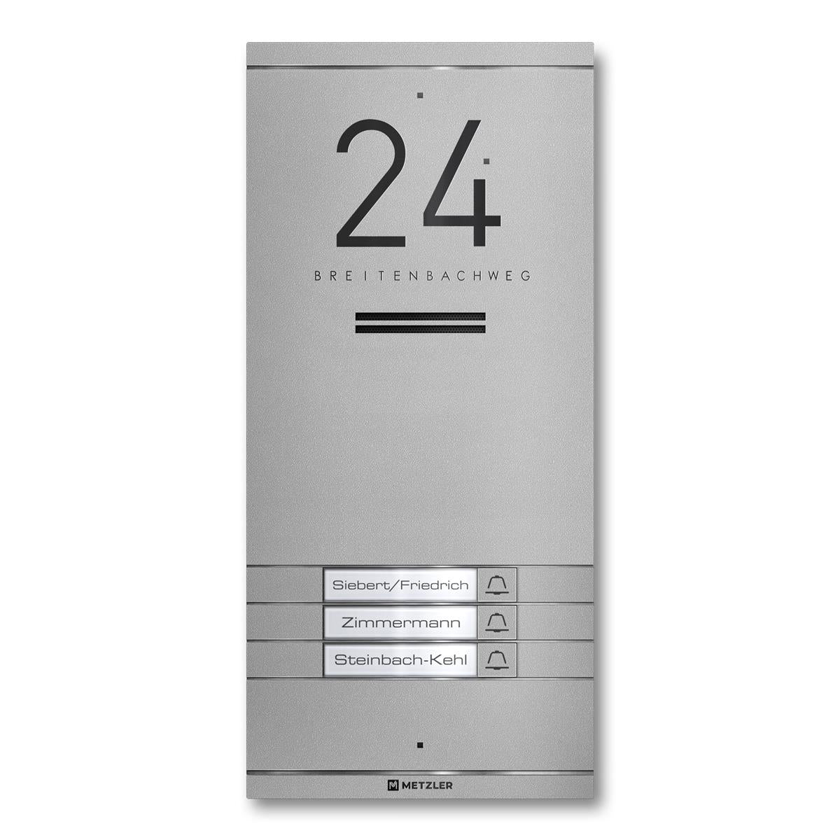 Metzler ADM10 Audio-Türsprechanlage | 3 Klingeltaster | Mit austauschbarem Namensschild | Kai