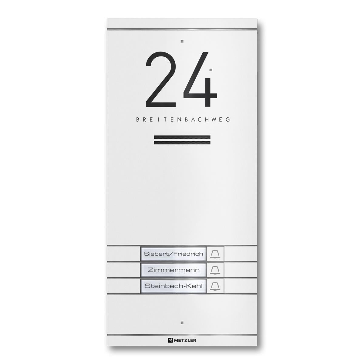 Metzler ADM10 Audio-Türsprechanlage | 3 Klingeltaster | Mit austauschbarem Namensschild | Kai