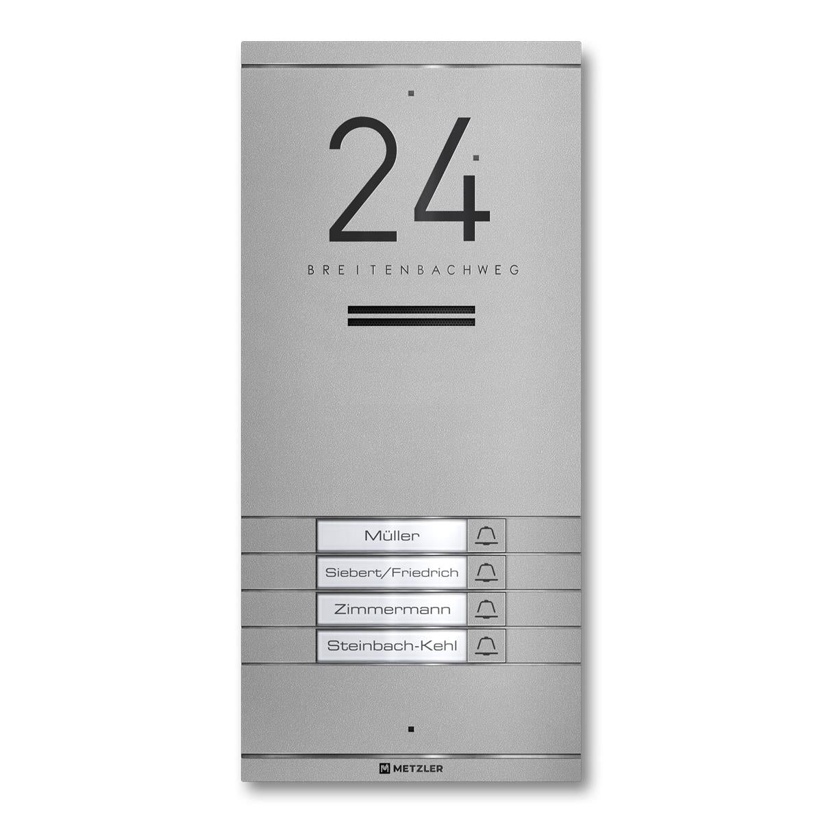 Metzler ADM10 Audio-Türsprechanlage | 4 Klingeltaster | Mit austauschbarem Namensschild | Kai
