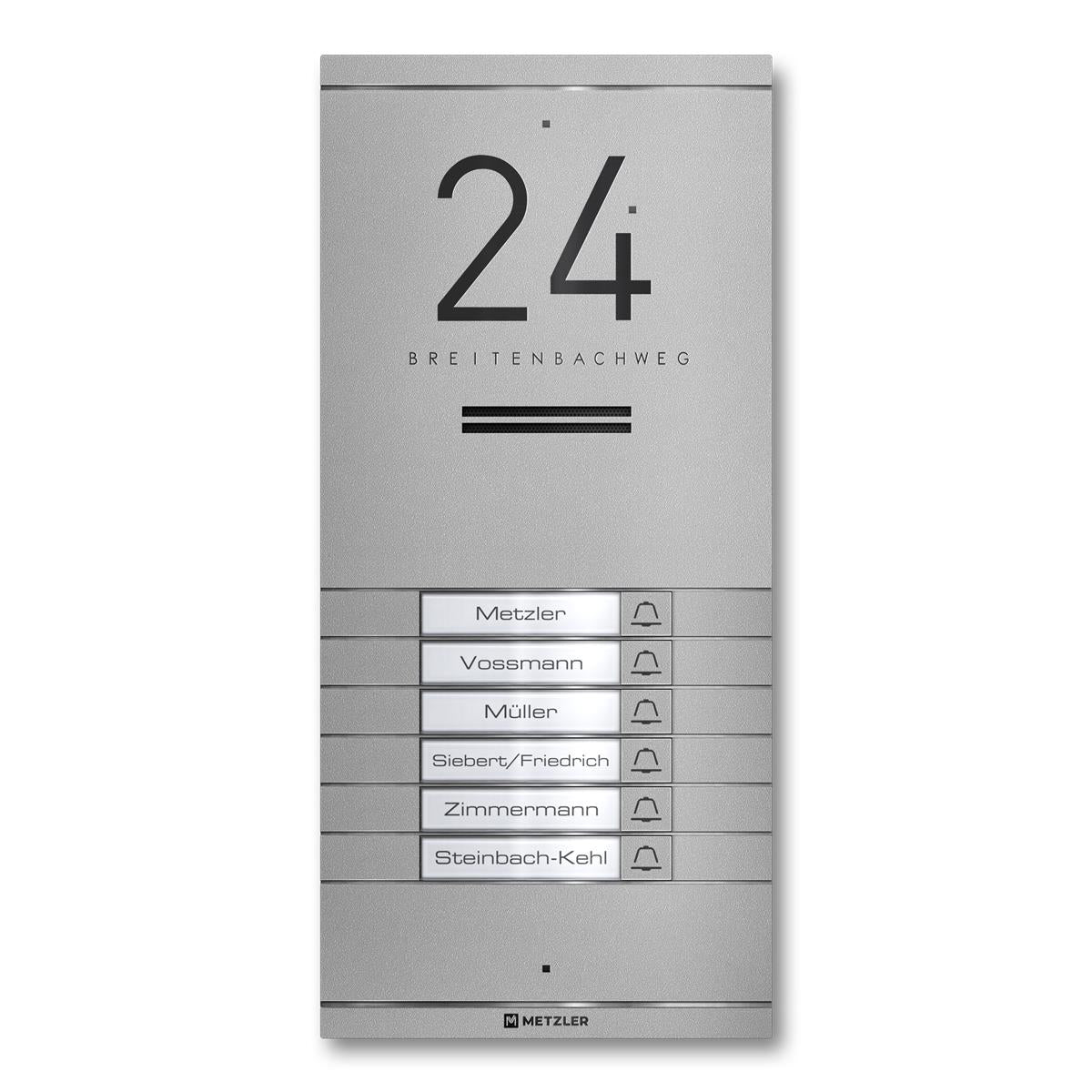 Metzler ADM10 Audio-Türsprechanlage | 6 Klingeltaster | Mit austauschbarem Namensschild | Kai