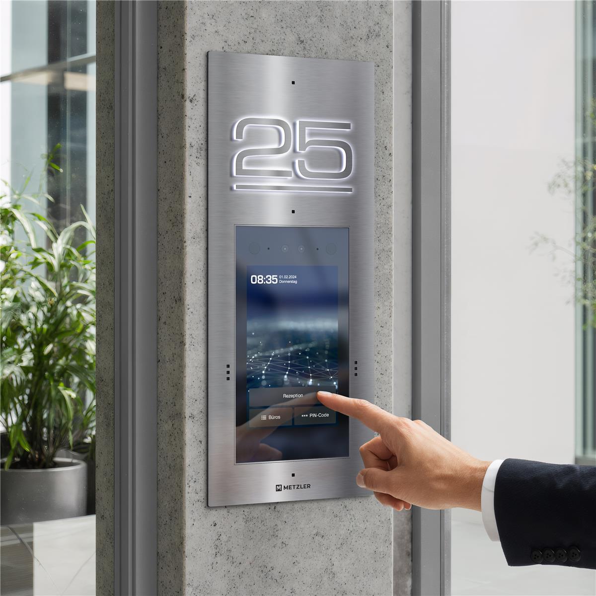 Metzler Türsprechanlage mit Kamera | Gesichtserkennung | Touch-Display | Hausnummer beleuchtet | Live-HD-Video | Ein- und Mehrfamilien | SDM10H