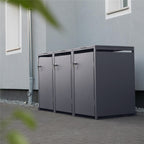 Metzler Mülltonnenbox | 3er | 240l | aus Stahl | rostfrei & massiv | Türgriff mit Schloss
