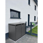 Metzler Mülltonnenbox | 2er | 240l | aus Stahl | rostfrei & massiv | Türgriff mit Schloss