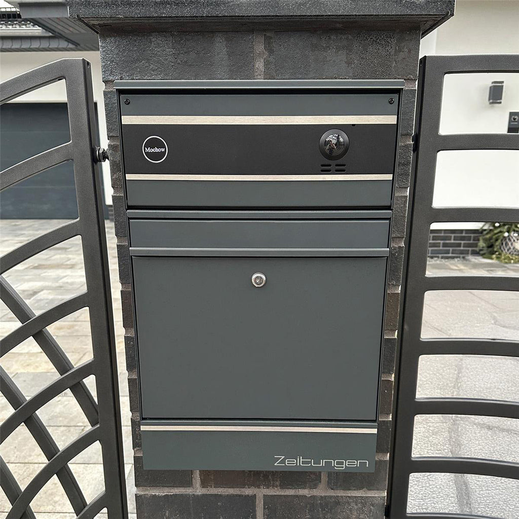 Metzler Briefkasten mit VDM10 2.0 Video-Türsprechanlage | 1 Klingel | RAL7016 Anthrazit