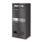 Metzler Paketbox mit Briefkasten | mit Sichtfenster | personalisiert mit Gravur | Edelstahl-Namensschild | Bispo 3