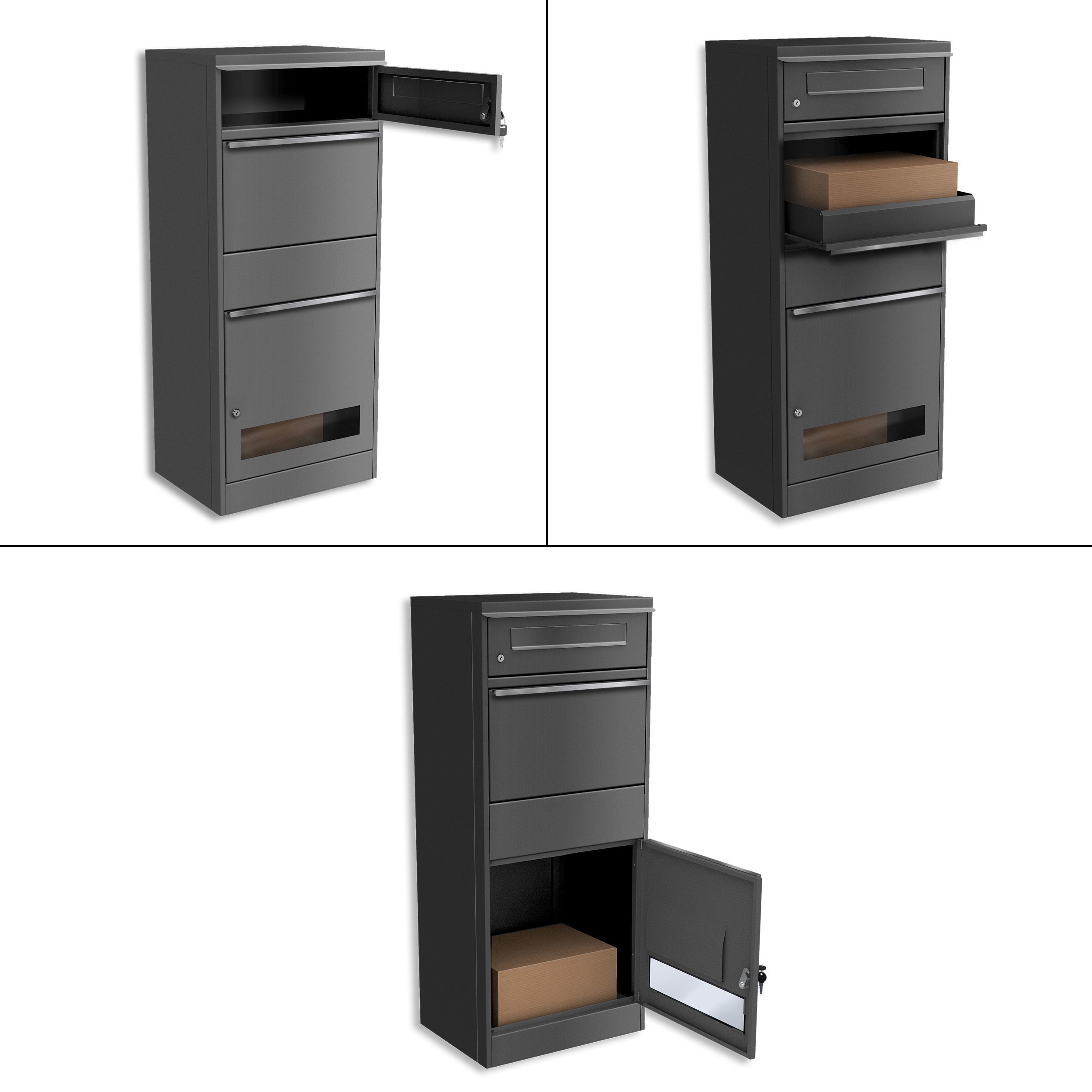 Metzler Paketbox mit Briefkasten | mit Sichtfenster | mit Briefeinwurf | rostfrei | Bispo 3