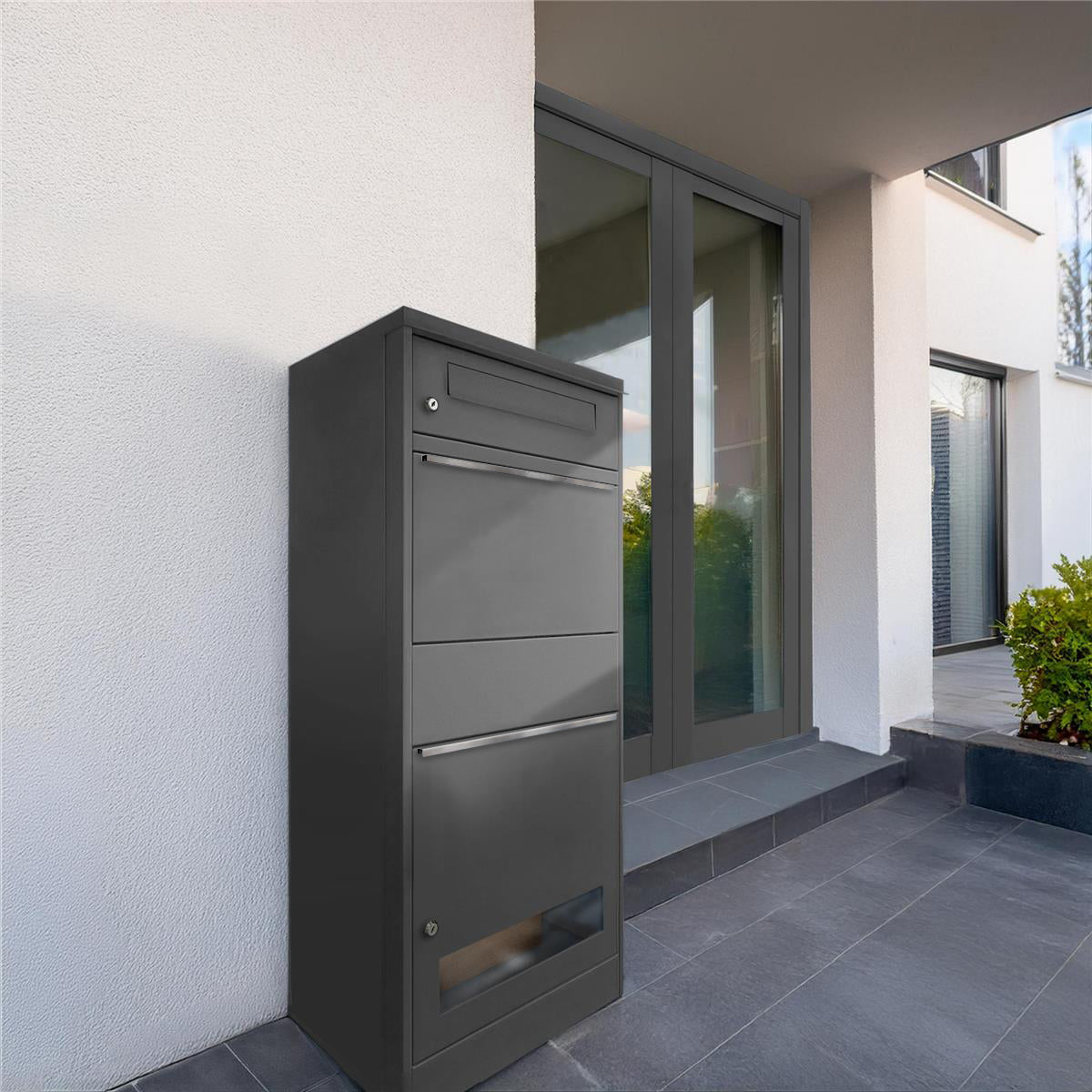Metzler Paketbox mit Briefkasten | mit Sichtfenster | mit Briefeinwurf | rostfrei | Bispo 3