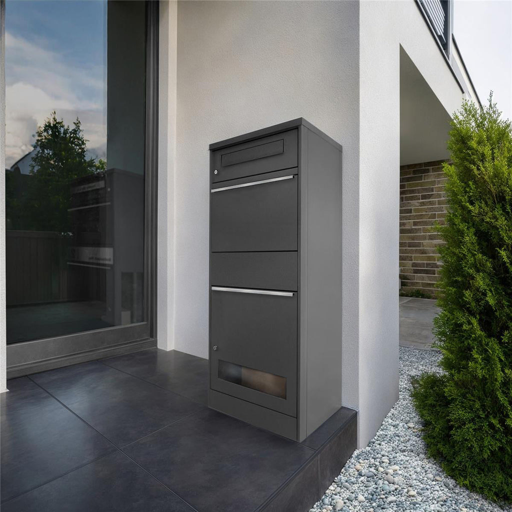 Metzler Paketbox mit Briefkasten | mit Sichtfenster | mit Briefeinwurf | rostfrei | Bispo 3