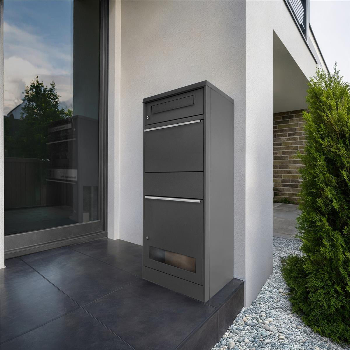 Metzler Paketbox mit Briefkasten | mit Sichtfenster | mit Briefeinwurf | rostfrei | Bispo 3