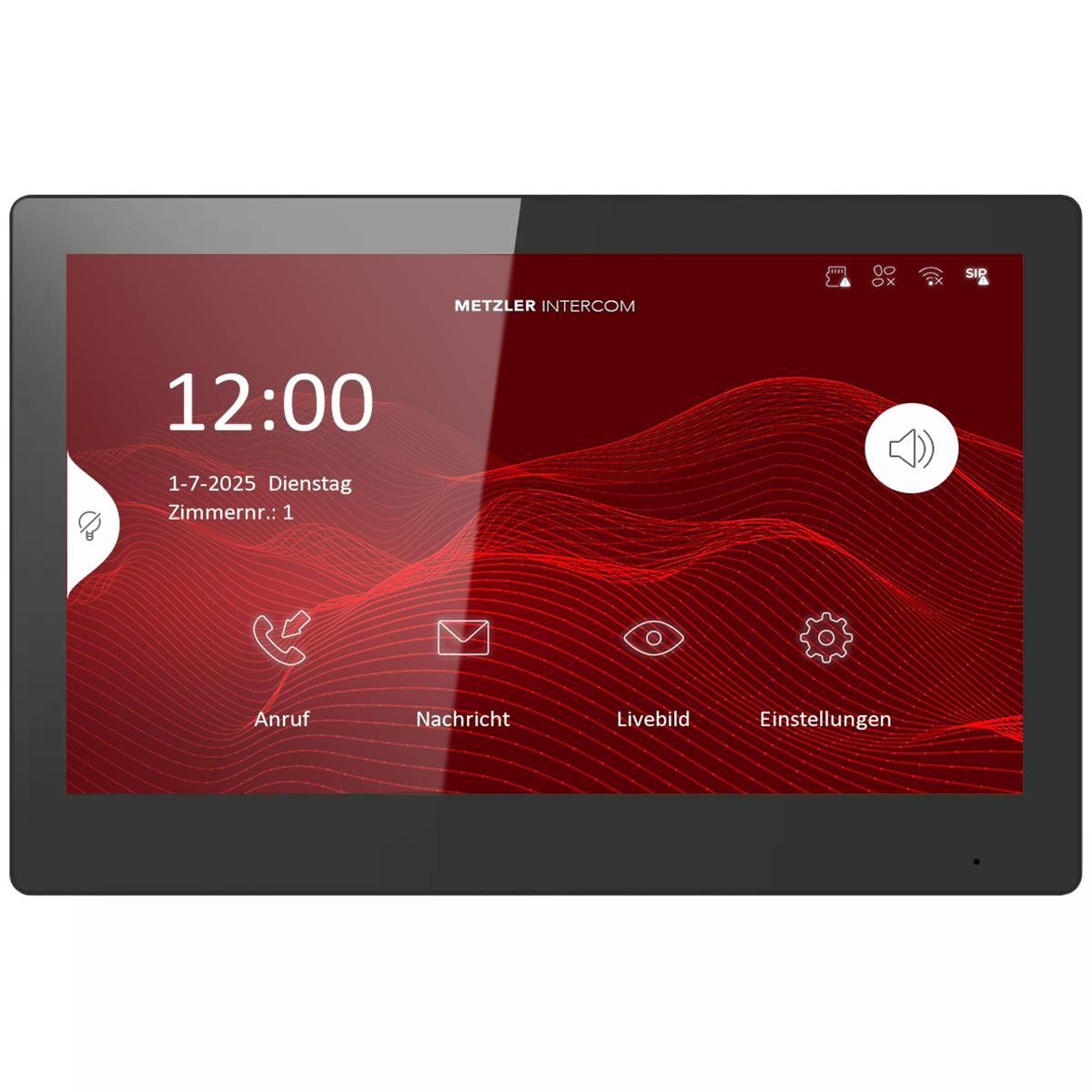 Metzler Intercom Innenstation Ultra, 10 Zoll Touchscreen, LAN PoE, schwarz
