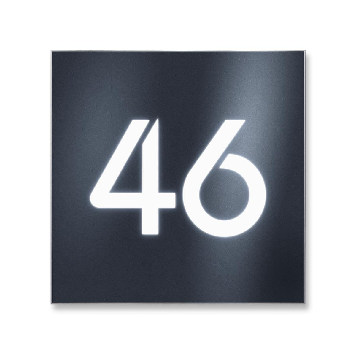 LED-Hausnummernschild aus Edelstahl in Anthrazit RAL7016