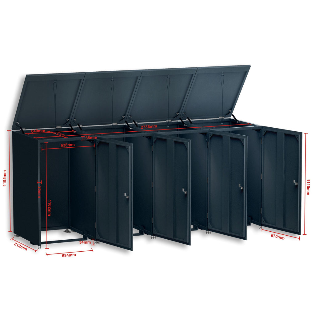 Metzler Mülltonnenbox | 4er | 240l | aus Aluminium | rostfrei & massiv