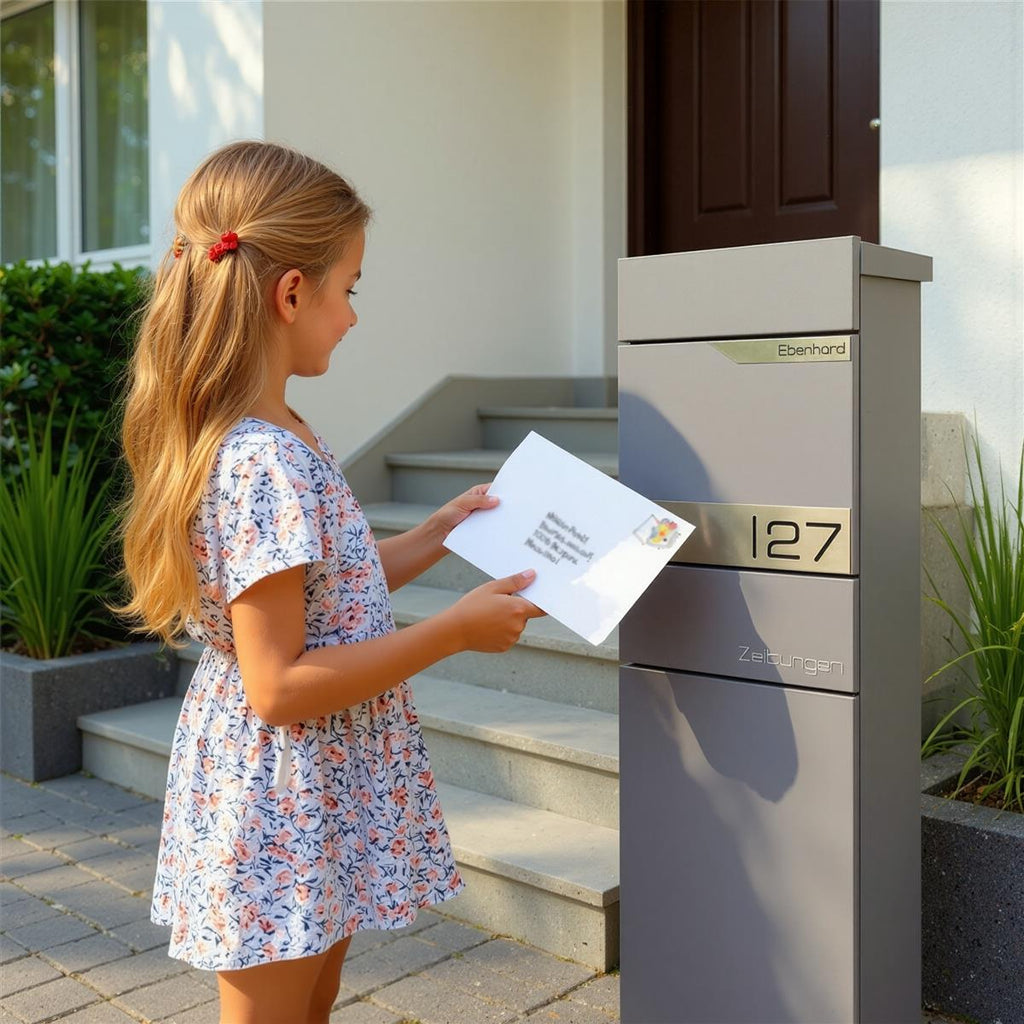 Metzler Standbriefkasten mit Zeitungsfach aus hochwertigem Stahl | Alves