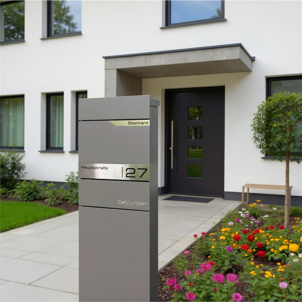 Metzler Standbriefkasten mit Zeitungsfach aus hochwertigem Stahl | Alves