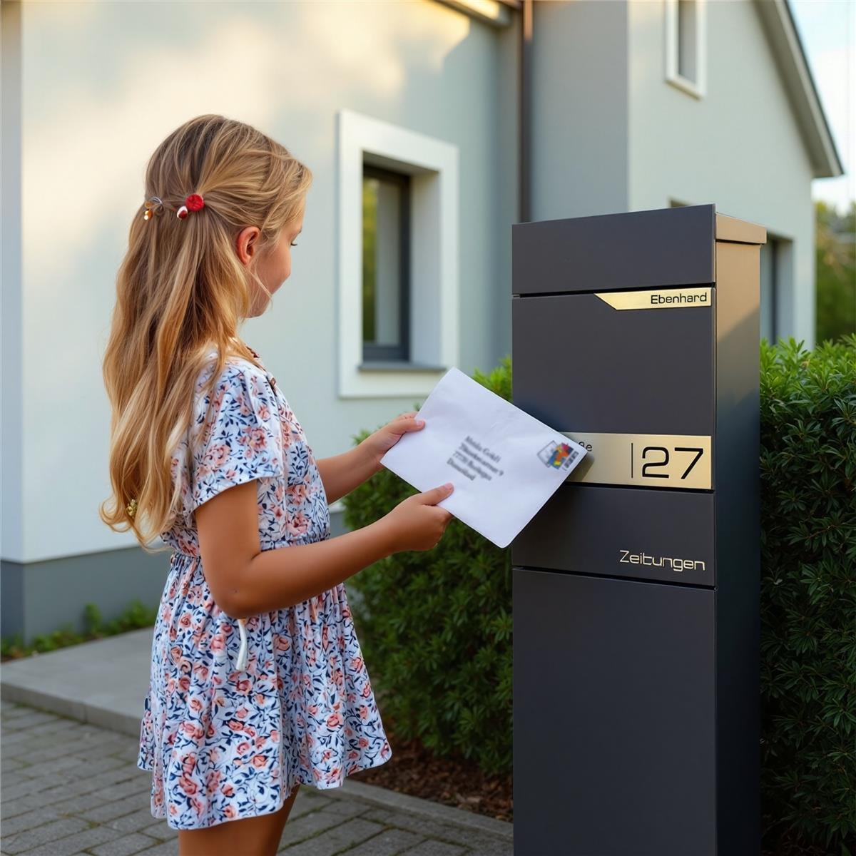 Metzler Standbriefkasten mit Zeitungsfach aus hochwertigem Stahl | Alves