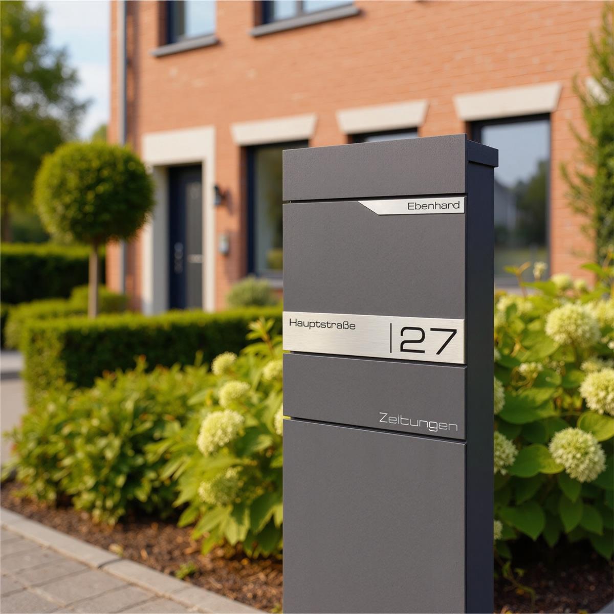 Metzler Standbriefkasten mit Zeitungsfach aus hochwertigem Stahl | Alves