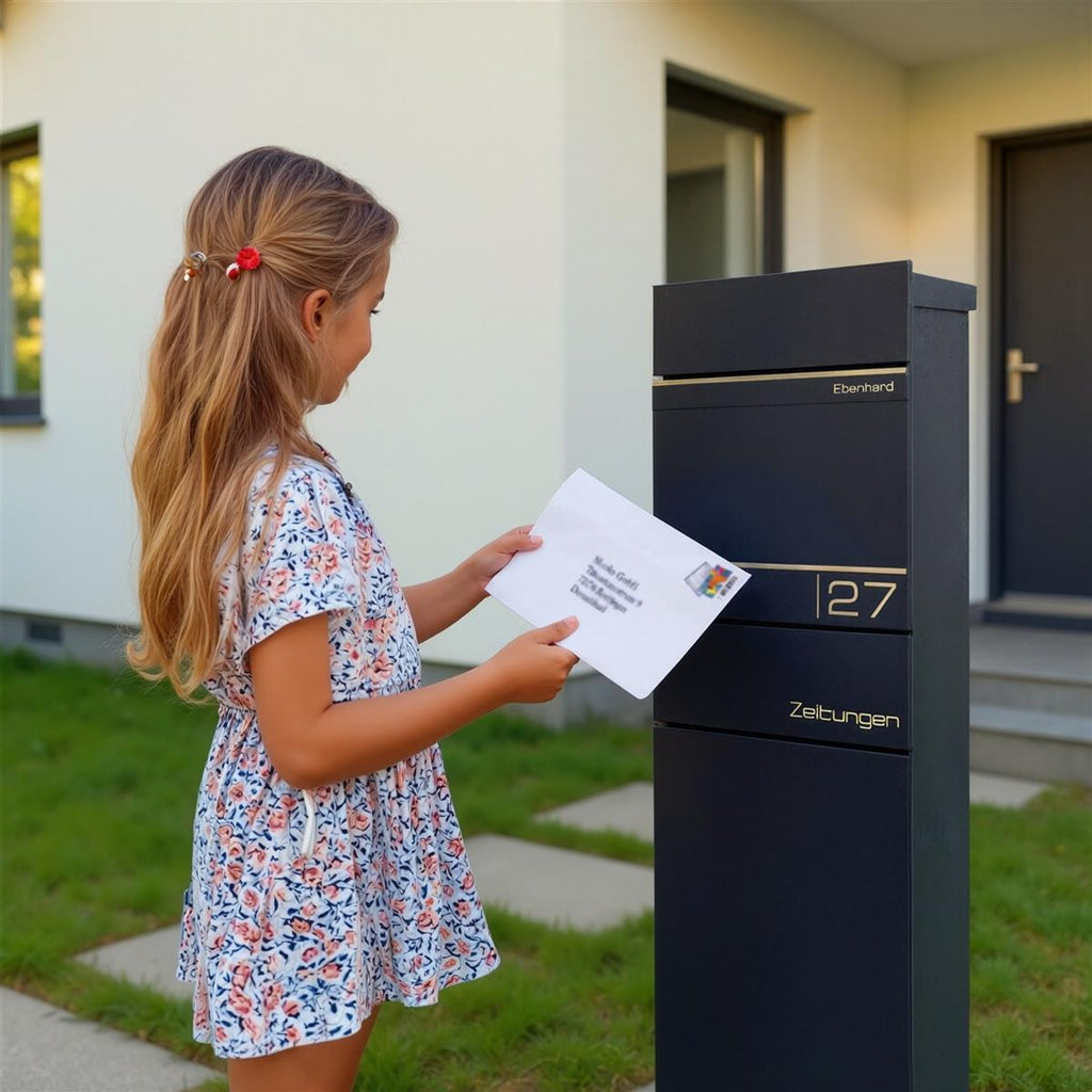 Metzler Standbriefkasten mit Zeitungsfach aus hochwertigem Stahl | Alves 2