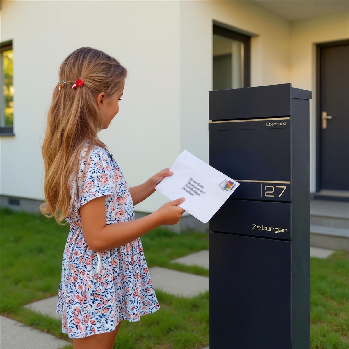 Metzler Standbriefkasten mit Zeitungsfach aus hochwertigem Stahl | Alves 2