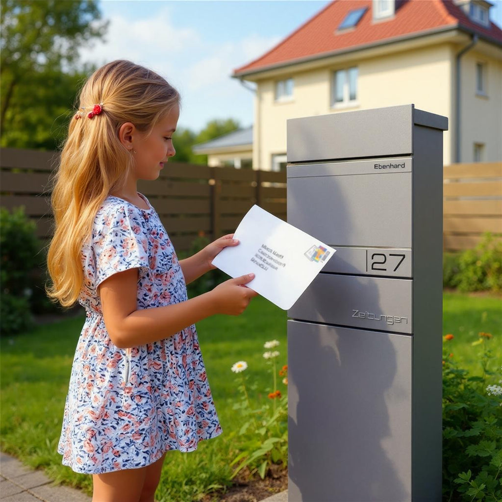 Metzler Standbriefkasten mit Zeitungsfach aus hochwertigem Stahl | Alves 2