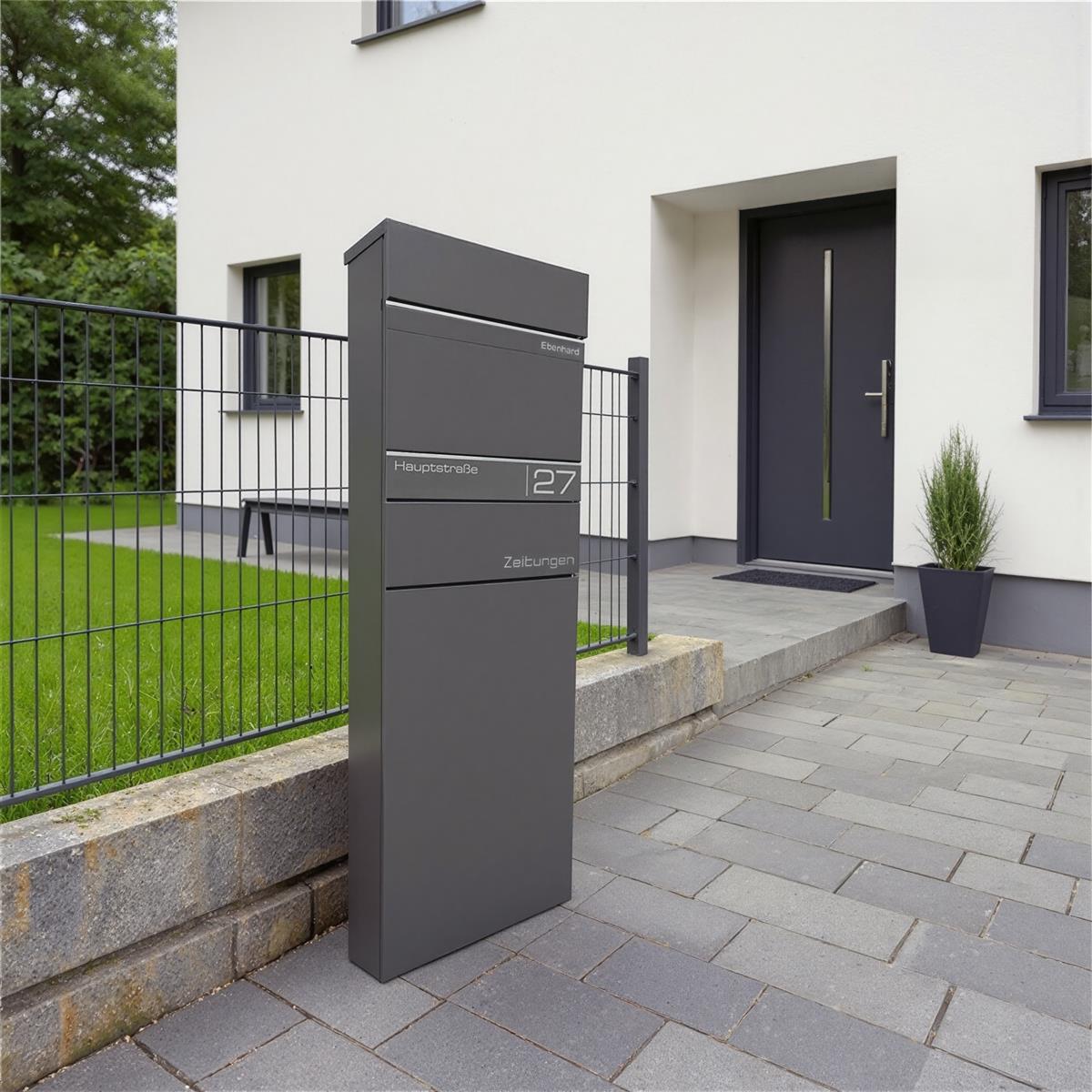 Metzler Standbriefkasten mit Zeitungsfach aus hochwertigem Stahl | Alves 2