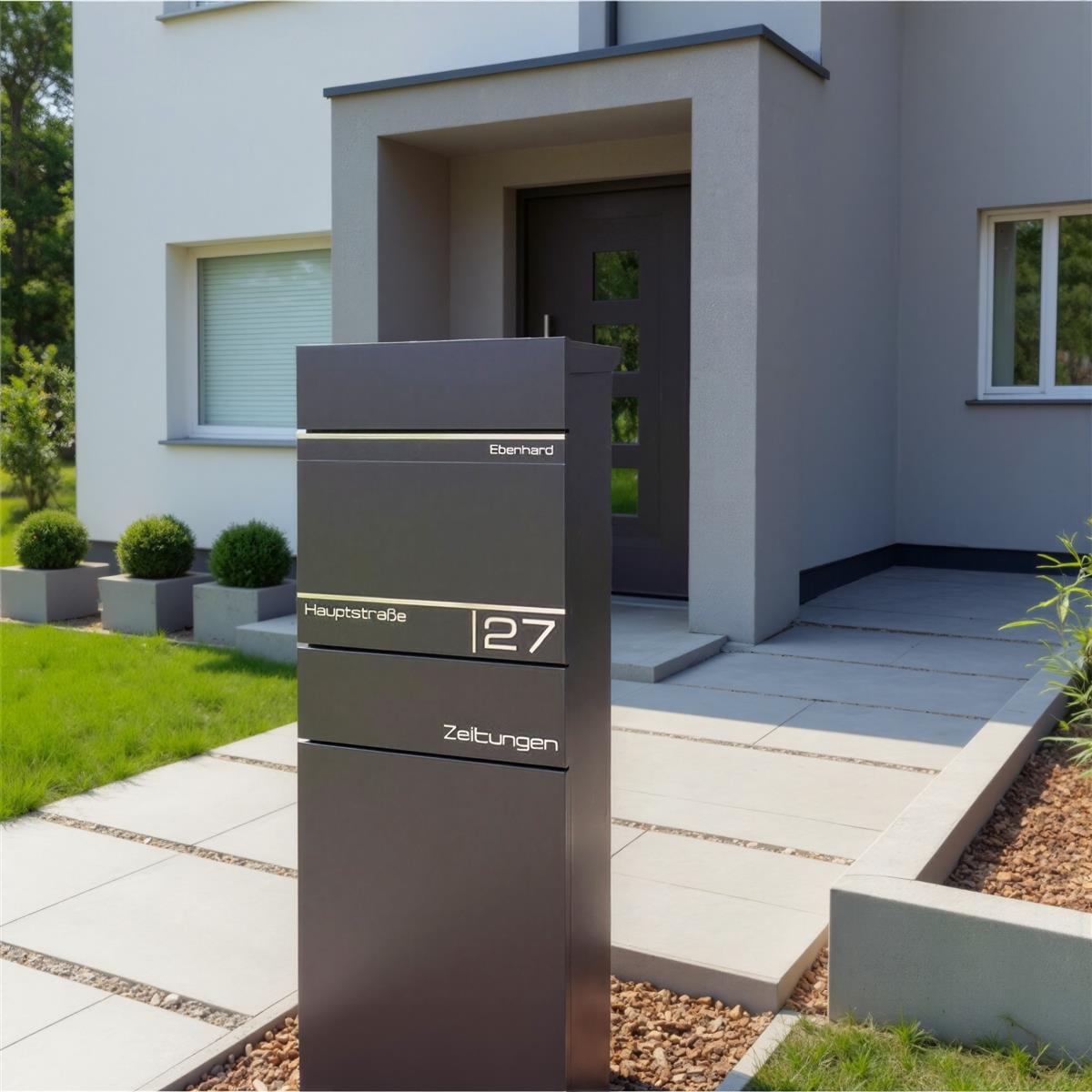 Metzler Standbriefkasten mit Zeitungsfach aus hochwertigem Stahl | Alves 2