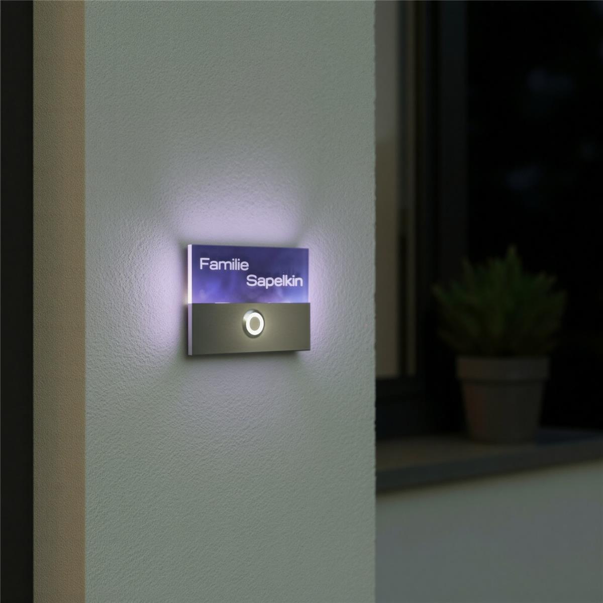 Metzler Türklingel aus Edelstahl LED-3D-Namensschild | Sora