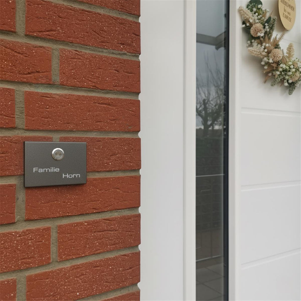 Metzler Aufputz Türklingel | personalisiert mit Gravur | Edelstahl-Taster mit LED | Vitus