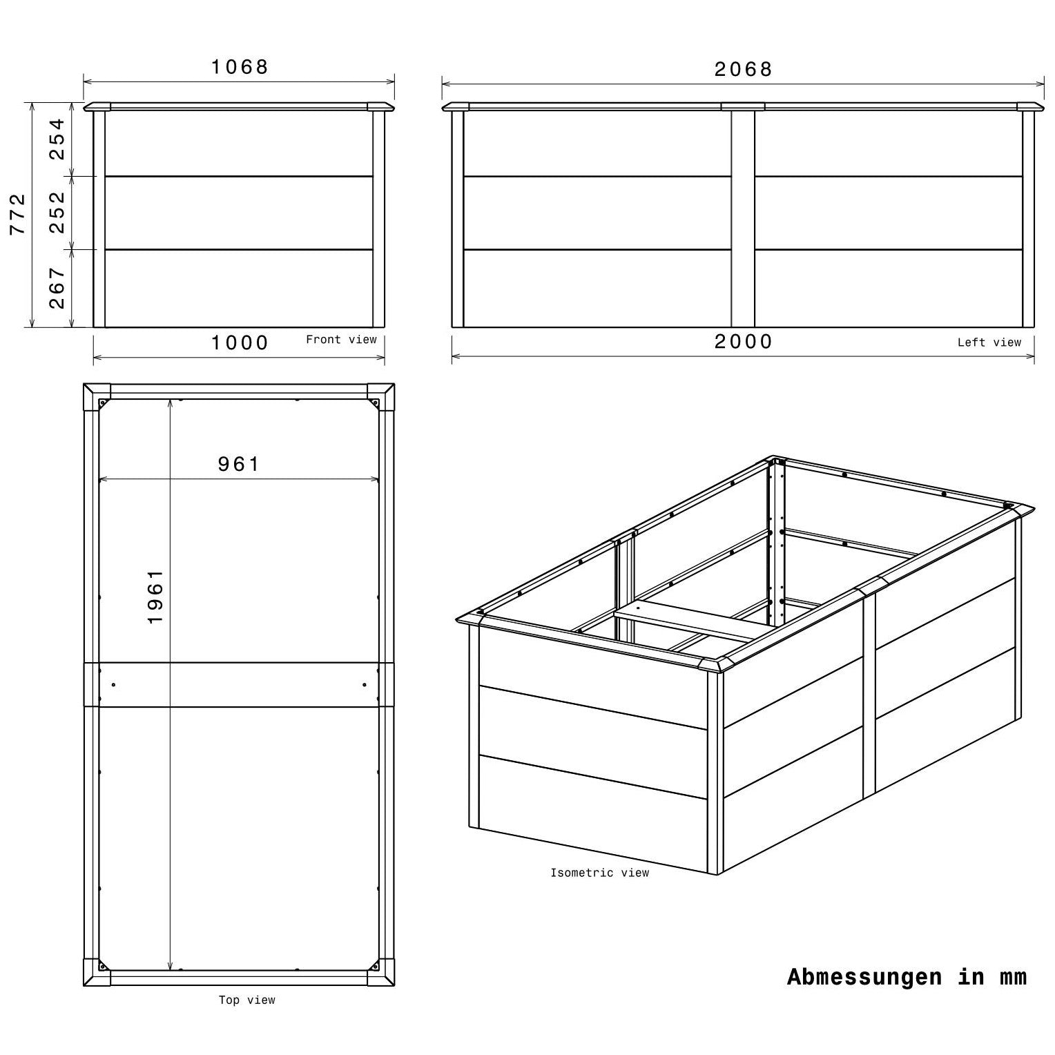 Metzler Hochbeet XL für den Garten | Mit Schneckenschutz | Pulverbeschichtet | 206 x 77 x 106 cm