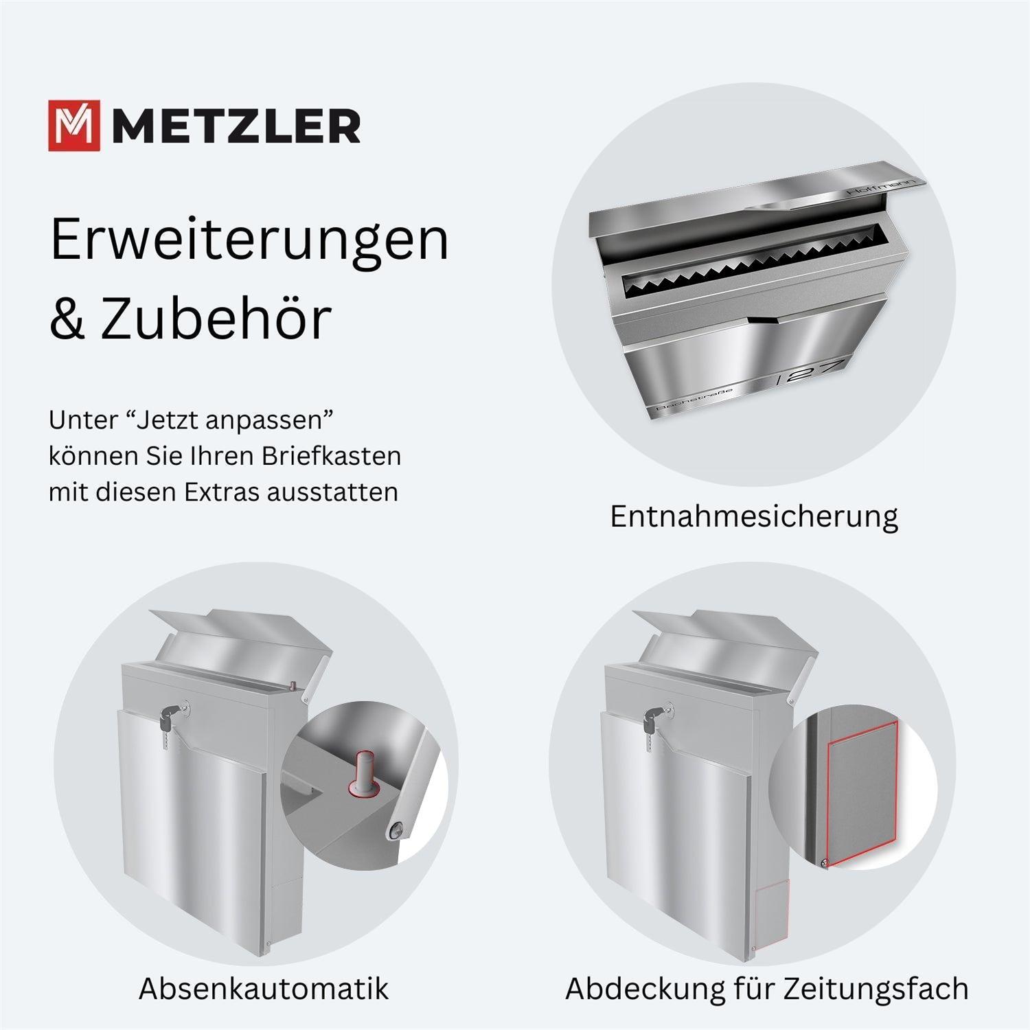 Metzler Briefkasten mit Edelstahl-Namensschild | Enno