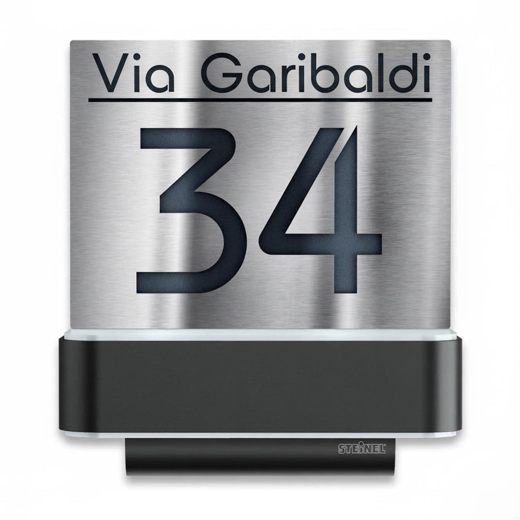 LED-Hausnummernschild von Steinel | L820 | Anthrazit und Edelstahl | Sensor & Bluetooth