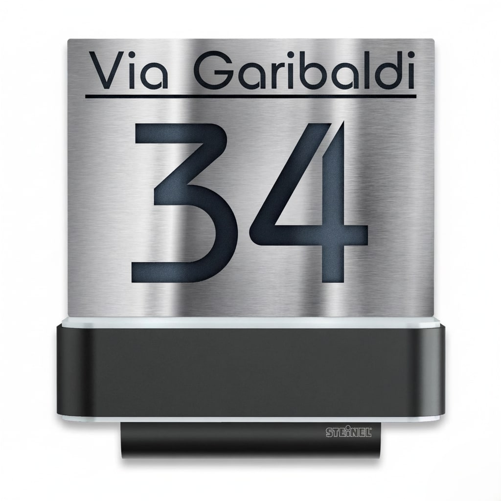 LED-Hausnummernschild von Steinel | L820 | Anthrazit und Edelstahl | Sensor & Bluetooth