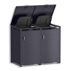 Metzler Mülltonnenbox | 2er | 240l | aus Stahl | rostfrei & massiv | Türgriff mit Schloss