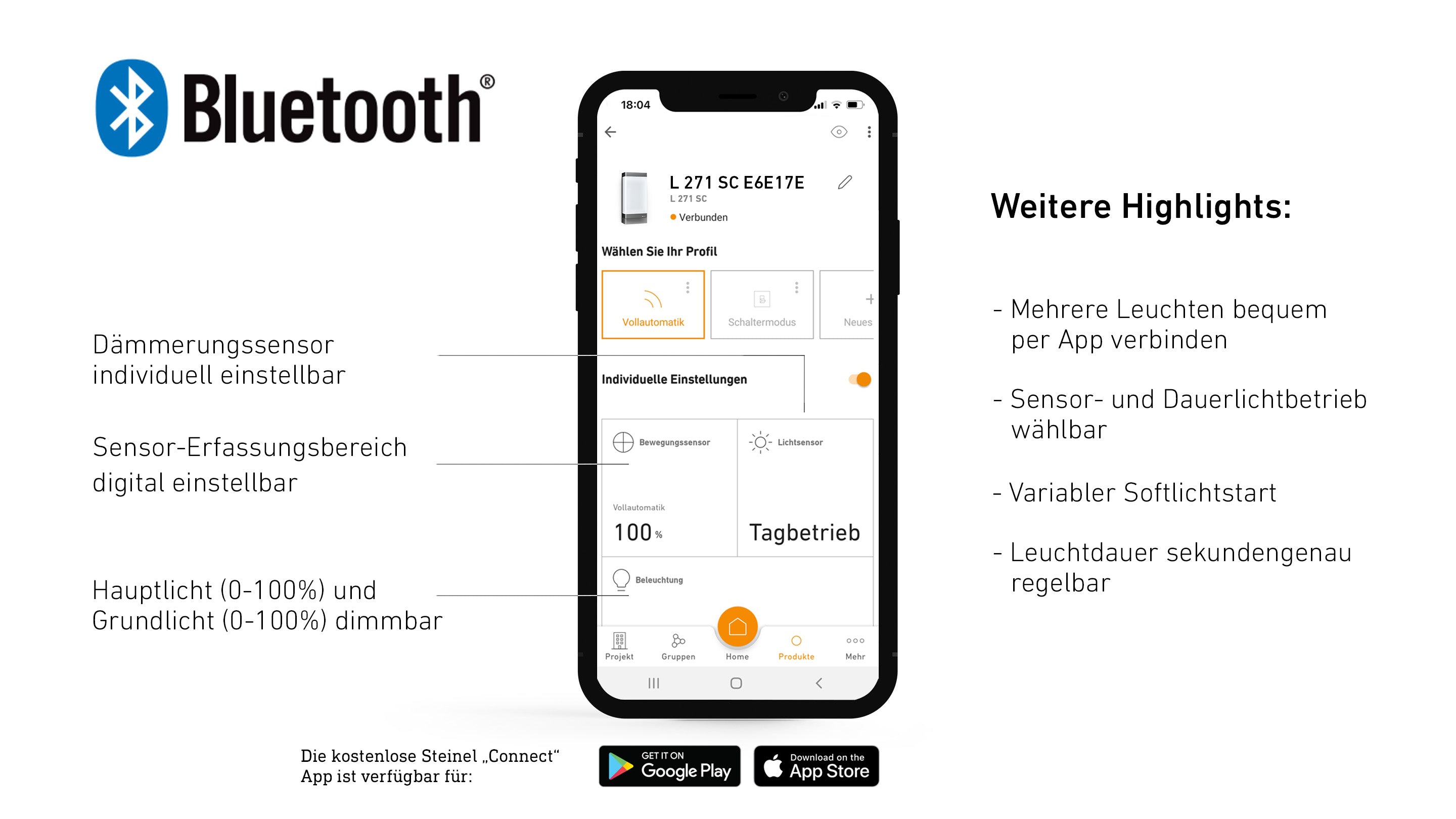 Hausnummernleuchte LED | Bluetooth | 3000K | Personalisierbar | App-Steuerung | LED-Außenleuchte mit Edelstahl-Schriftzug