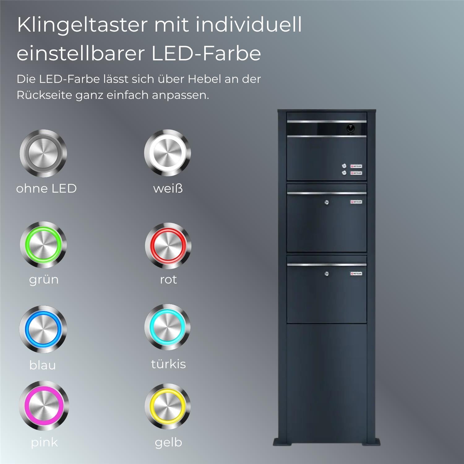 Metzler Standbriefkasten mit Video-Türsprechanlage für Zweifamilienhaus VDM10 | Anthrazit RAL 7016