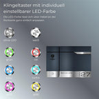 Metzler Briefkasten rostfrei und massiv, RAL7016 Anthrazitgrau mit Videosprechanlage VDM10 2.0, Modell Siebert