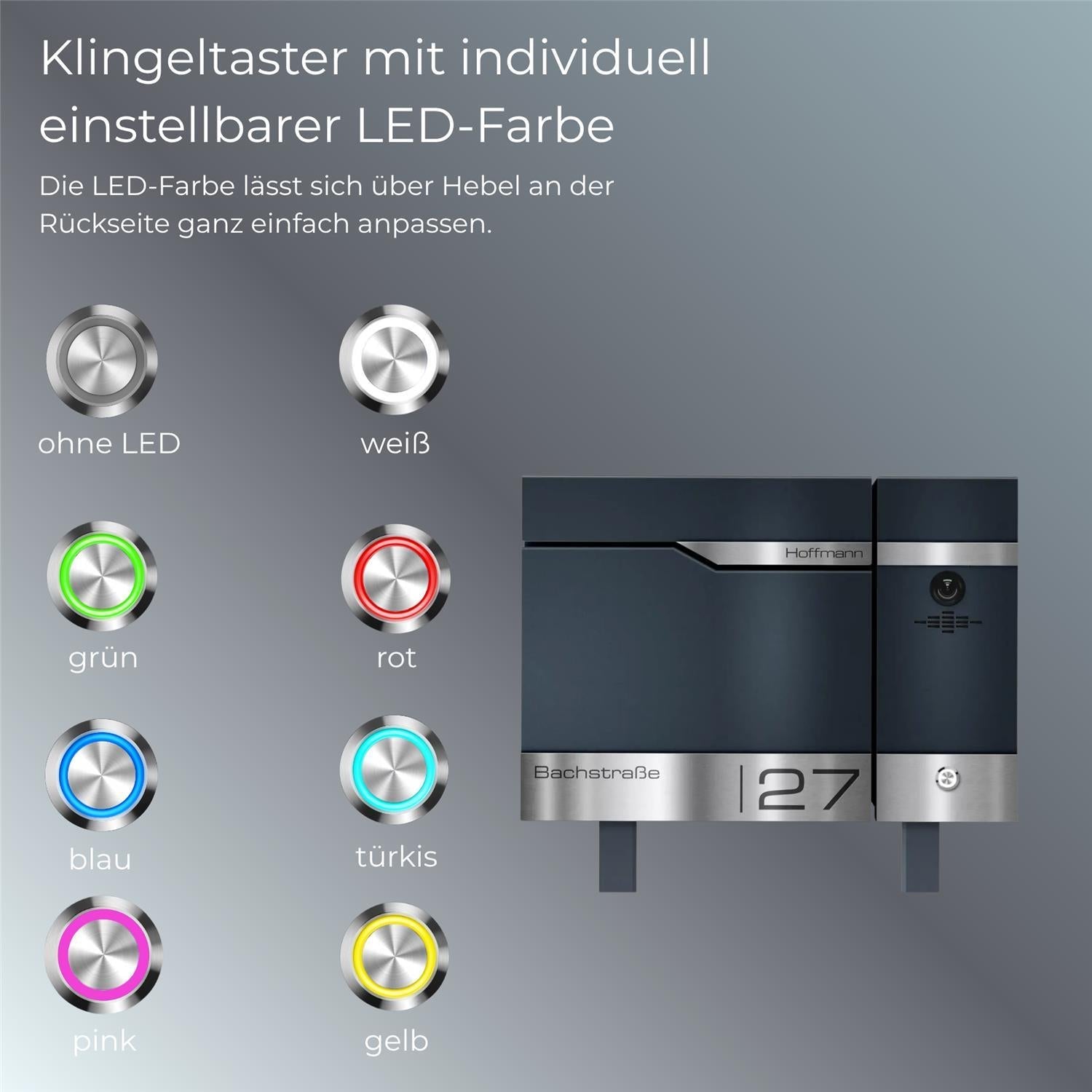 Metzler Standbriefkasten rostfrei und massiv, RAL7016 Anthrazitgrau mit Videosprechanlage VDM10 2.0, Modell Siebert