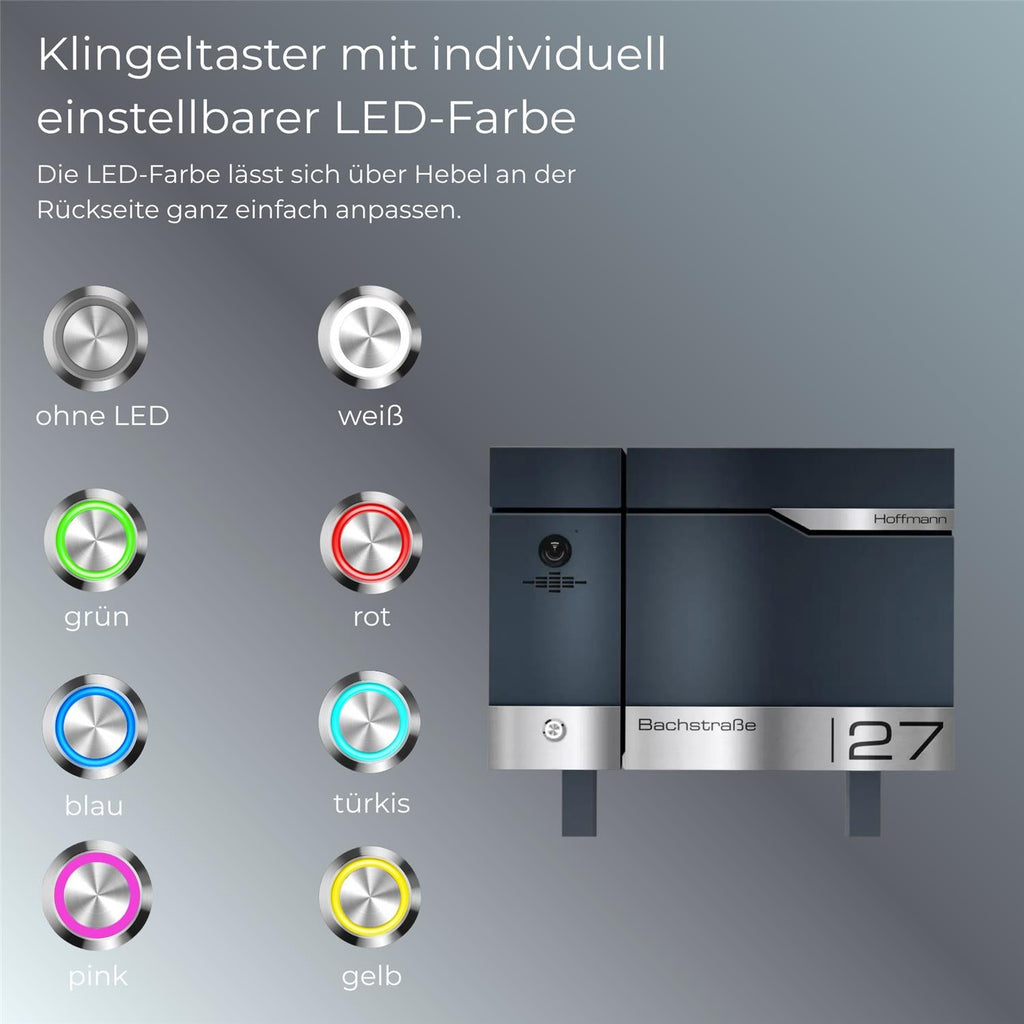 Metzler Standbriefkasten rostfrei und massiv, RAL7016 Anthrazitgrau mit Videosprechanlage VDM10 2.0, Modell Siebert