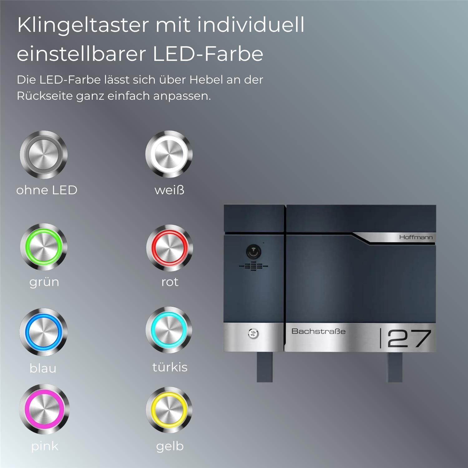 Metzler Standbriefkasten rostfrei und massiv, RAL7016 Anthrazitgrau mit Videosprechanlage VDM10 2.0, Modell Siebert