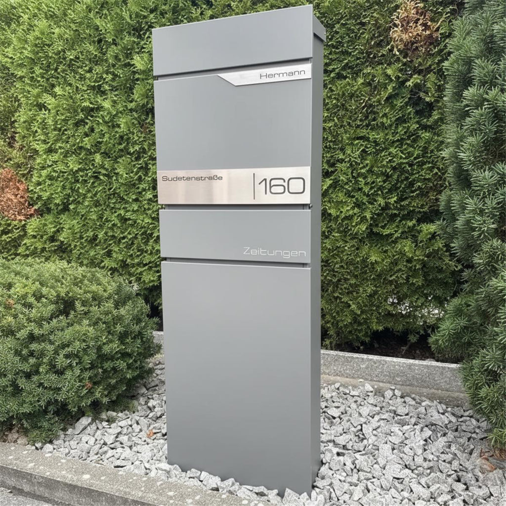 Metzler Standbriefkasten mit Zeitungsfach aus hochwertigem Stahl | Alves