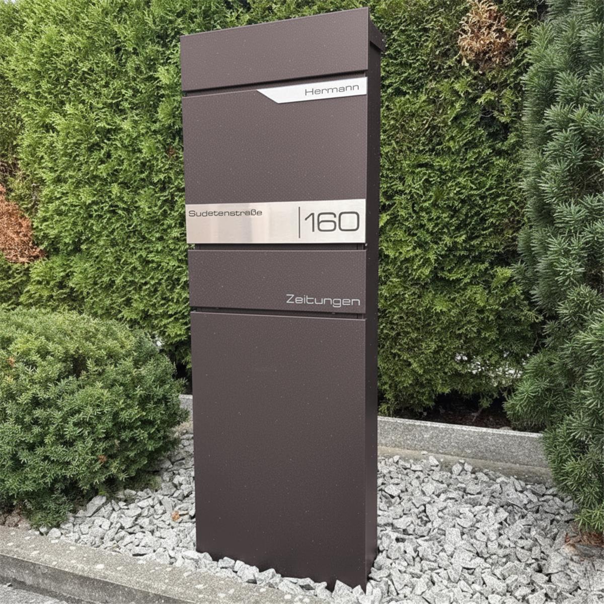 Metzler Standbriefkasten mit Zeitungsfach aus hochwertigem Stahl | Alves