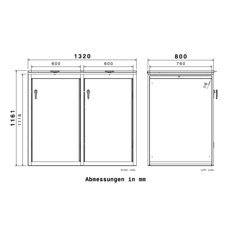 Metzler Mülltonnenbox | 2er | 240l | aus Stahl | rostfrei & massiv | Türgriff mit Schloss