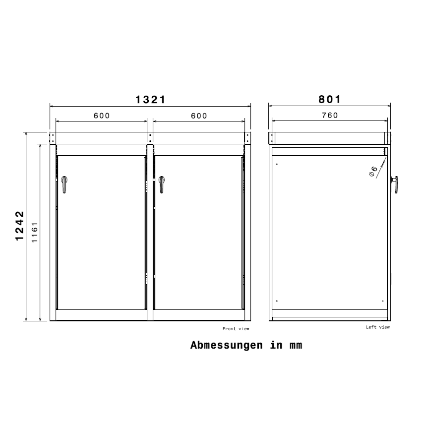 Metzler Mülltonnenbox mit Pflanzdach | 2er | 240l | in Holzoptik | Anthrazit RAL 7016 | aus Stahl | rostfrei & massiv | Türgriff mit Schloss