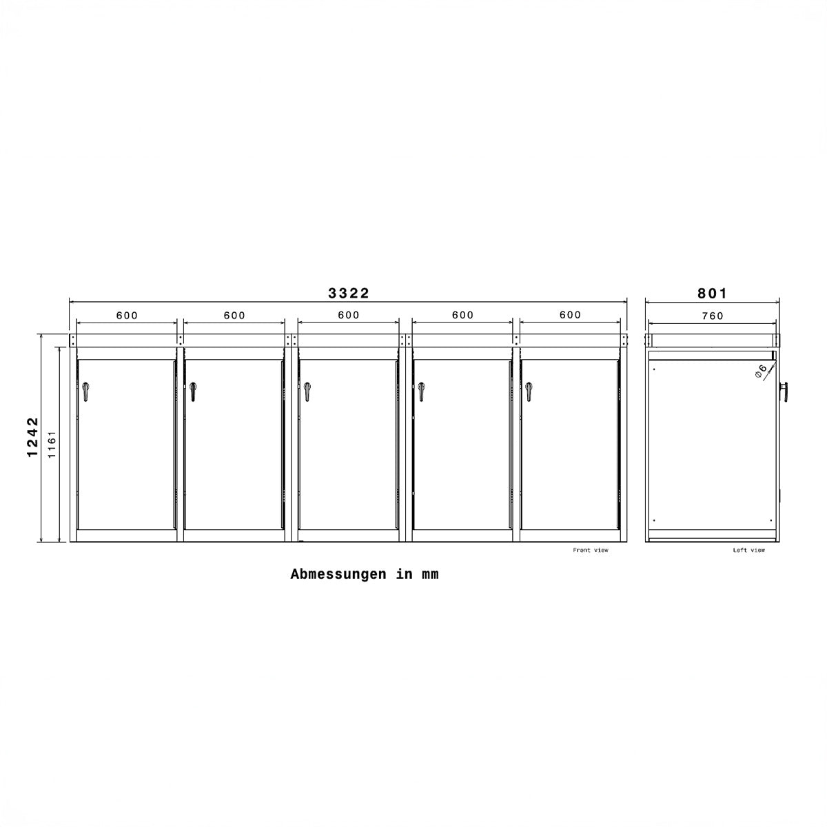 Metzler Mülltonnenbox mit Pflanzdach | 5er | 240l | Anthrazit RAL 7016 | aus Stahl | rostfrei & massiv | Türgriff mit Schloss