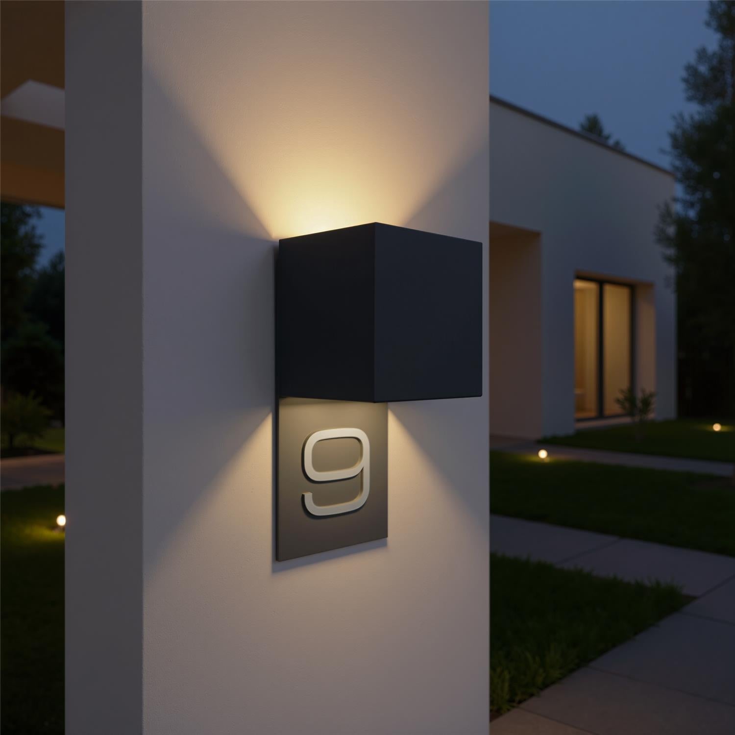 Metzler LED Hausnummer | Außenleuchte mit Hausnummernschild | RAL 7016 Anthrazit | Lumic