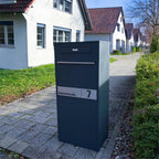 Metzler Paketbox mit Briefkasten | Entnahme auf der Rückseite | personalisiert mit Gravur | austauschbares Namensschild | Anthrazit | Zivo 2